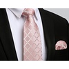 image:imageHISDERN Plaid Checkered Tie Handkerchief Woven Classic Formal Mens Necktie amp Pocket Square SetA7pink