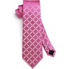 image:imageHISDERN Plaid Checkered Tie Handkerchief Woven Classic Formal Mens Necktie amp Pocket Square SetA7pink Hot