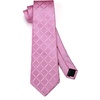 image:imageHISDERN Plaid Checkered Tie Handkerchief Woven Classic Formal Mens Necktie amp Pocket Square SetA7pink Pale