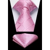 image:imageHISDERN Plaid Checkered Tie Handkerchief Woven Classic Formal Mens Necktie amp Pocket Square SetA7pink Pale