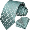 image:imageHISDERN Plaid Checkered Tie Handkerchief Woven Classic Formal Mens Necktie amp Pocket Square SetA8green Mint