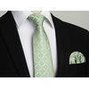 image:imageHISDERN Plaid Checkered Tie Handkerchief Woven Classic Formal Mens Necktie amp Pocket Square SetA8green Sage