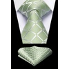 image:imageHISDERN Plaid Checkered Tie Handkerchief Woven Classic Formal Mens Necktie amp Pocket Square SetA8green Sage