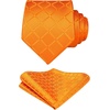 image:imageHISDERN Plaid Checkered Tie Handkerchief Woven Classic Formal Mens Necktie amp Pocket Square SetA9orange