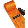 image:imageHISDERN Plaid Checkered Tie Handkerchief Woven Classic Formal Mens Necktie amp Pocket Square SetA9orange