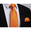 image:imageHISDERN Plaid Checkered Tie Handkerchief Woven Classic Formal Mens Necktie amp Pocket Square SetA9orange