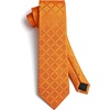 image:imageHISDERN Plaid Checkered Tie Handkerchief Woven Classic Formal Mens Necktie amp Pocket Square SetA9orange