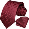 image:imageHISDERN Plaid Checkered Tie Handkerchief Woven Classic Formal Mens Necktie amp Pocket Square SetA9red