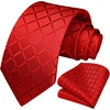 image:imageHISDERN Plaid Checkered Tie Handkerchief Woven Classic Formal Mens Necktie amp Pocket Square SetA9red Light