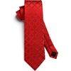 image:imageHISDERN Plaid Checkered Tie Handkerchief Woven Classic Formal Mens Necktie amp Pocket Square SetA9red Light