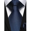image:imageHISDERN Plaid Checkered Tie Handkerchief Woven Classic Formal Mens Necktie amp Pocket Square SetBnavy Blue