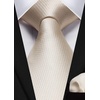 image:imageHISDERN Plaid Checkered Tie Handkerchief Woven Classic Formal Mens Necktie amp Pocket Square SetC2beige