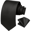 image:imageHISDERN Plaid Checkered Tie Handkerchief Woven Classic Formal Mens Necktie amp Pocket Square SetC2black