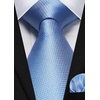 image:imageHISDERN Plaid Checkered Tie Handkerchief Woven Classic Formal Mens Necktie amp Pocket Square SetC2blue