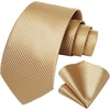 image:imageHISDERN Plaid Checkered Tie Handkerchief Woven Classic Formal Mens Necktie amp Pocket Square SetC3champagne