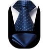 image:imageHISDERN Plaid Checkered Tie Handkerchief Woven Classic Formal Mens Necktie amp Pocket Square SetC4blue Navy