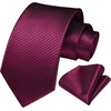 image:imageHISDERN Plaid Checkered Tie Handkerchief Woven Classic Formal Mens Necktie amp Pocket Square SetC4maroon
