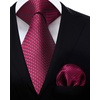 image:imageHISDERN Plaid Checkered Tie Handkerchief Woven Classic Formal Mens Necktie amp Pocket Square SetC4maroon
