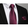 image:imageHISDERN Plaid Checkered Tie Handkerchief Woven Classic Formal Mens Necktie amp Pocket Square SetC4maroon
