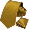image:imageHISDERN Plaid Checkered Tie Handkerchief Woven Classic Formal Mens Necktie amp Pocket Square SetC5gold