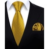 image:imageHISDERN Plaid Checkered Tie Handkerchief Woven Classic Formal Mens Necktie amp Pocket Square SetC5gold