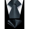 image:imageHISDERN Plaid Checkered Tie Handkerchief Woven Classic Formal Mens Necktie amp Pocket Square SetC5grey