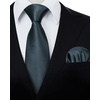 image:imageHISDERN Plaid Checkered Tie Handkerchief Woven Classic Formal Mens Necktie amp Pocket Square SetC5grey