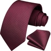 image:imageHISDERN Plaid Checkered Tie Handkerchief Woven Classic Formal Mens Necktie amp Pocket Square SetC5maroon