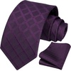 image:imageHISDERN Plaid Checkered Tie Handkerchief Woven Classic Formal Mens Necktie amp Pocket Square SetC5purple Plum