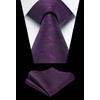 image:imageHISDERN Plaid Checkered Tie Handkerchief Woven Classic Formal Mens Necktie amp Pocket Square SetC5purple Plum