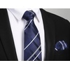 image:imageHISDERN Plaid Checkered Tie Handkerchief Woven Classic Formal Mens Necktie amp Pocket Square SetC7blue