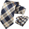 image:imageHISDERN Plaid Checkered Tie Handkerchief Woven Classic Formal Mens Necktie amp Pocket Square SetC7brown