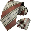 image:imageHISDERN Plaid Checkered Tie Handkerchief Woven Classic Formal Mens Necktie amp Pocket Square SetC7burgundy