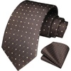 image:imageHISDERN Plaid Checkered Tie Handkerchief Woven Classic Formal Mens Necktie amp Pocket Square SetD1brown Plaid