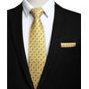 image:imageHISDERN Plaid Checkered Tie Handkerchief Woven Classic Formal Mens Necktie amp Pocket Square SetD1yellow