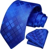 image:imageHISDERN Plaid Checkered Tie Handkerchief Woven Classic Formal Mens Necktie amp Pocket Square SetE1cobalt Blue