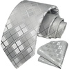 image:imageHISDERN Plaid Checkered Tie Handkerchief Woven Classic Formal Mens Necktie amp Pocket Square SetE1silver