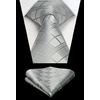 image:imageHISDERN Plaid Checkered Tie Handkerchief Woven Classic Formal Mens Necktie amp Pocket Square SetE1silver