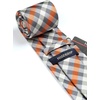 image:imageHISDERN Plaid Checkered Tie Handkerchief Woven Classic Formal Mens Necktie amp Pocket Square SetE2orange