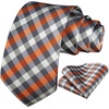 image:imageHISDERN Plaid Checkered Tie Handkerchief Woven Classic Formal Mens Necktie amp Pocket Square SetE2orange