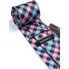 image:imageHISDERN Plaid Checkered Tie Handkerchief Woven Classic Formal Mens Necktie amp Pocket Square SetE2pink