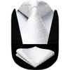 image:imageHISDERN Plaid Checkered Tie Handkerchief Woven Classic Formal Mens Necktie amp Pocket Square SetA5white