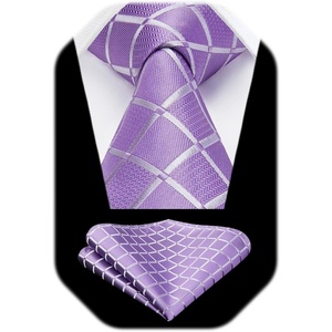 image:imageHISDERN Plaid Checkered Tie Handkerchief Woven Classic Formal Mens Necktie amp Pocket Square SetA7lavender