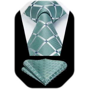 image:imageHISDERN Plaid Checkered Tie Handkerchief Woven Classic Formal Mens Necktie amp Pocket Square SetA8green Mint