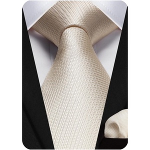 image:imageHISDERN Plaid Checkered Tie Handkerchief Woven Classic Formal Mens Necktie amp Pocket Square SetC2beige