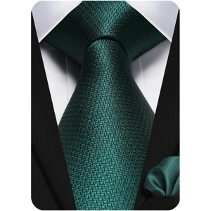 image:imageHISDERN Plaid Checkered Tie Handkerchief Woven Classic Formal Mens Necktie amp Pocket Square SetC2green