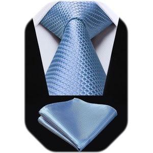 image:imageHISDERN Plaid Checkered Tie Handkerchief Woven Classic Formal Mens Necktie amp Pocket Square SetC3blue