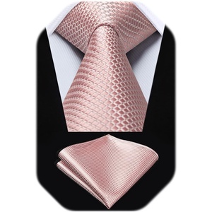 image:imageHISDERN Plaid Checkered Tie Handkerchief Woven Classic Formal Mens Necktie amp Pocket Square SetC3pink