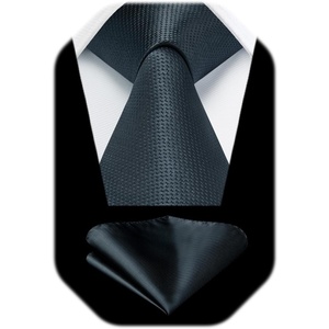 image:imageHISDERN Plaid Checkered Tie Handkerchief Woven Classic Formal Mens Necktie amp Pocket Square SetC5grey
