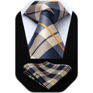 image:imageHISDERN Plaid Checkered Tie Handkerchief Woven Classic Formal Mens Necktie amp Pocket Square SetC7brown